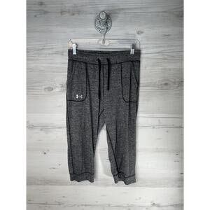 Under Armour Pants Womens Small Gray HeatGear Loose Capri Joggers Pockets Cuffed